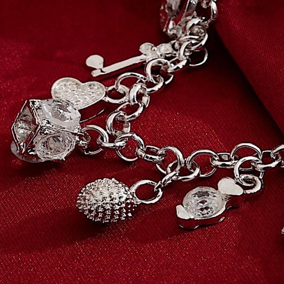 Sterling Silver Charm Chain Link Bracelet - Picture 11 of 14